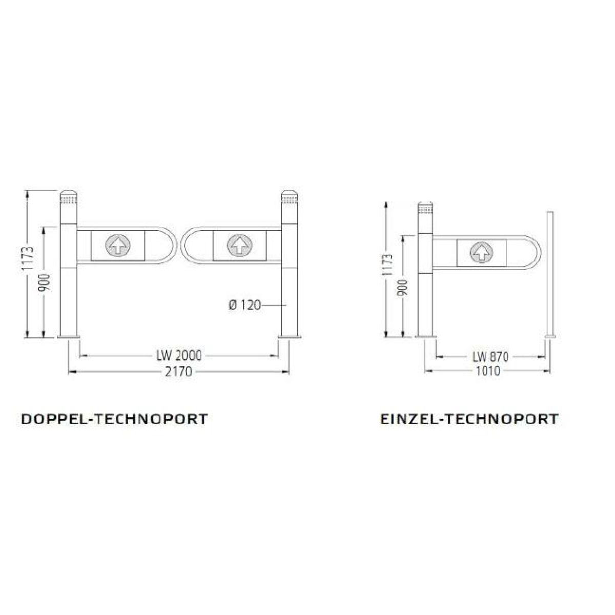 Variation:Double Technoport, mounted on mounting plate 2200 x 1250 mm